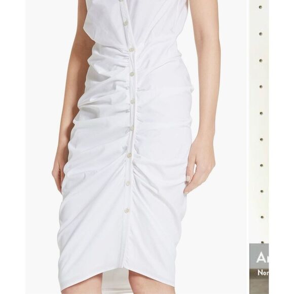 Veronica Beard ruched shirtdress stretch cotton dress white size 2 NWT - Picture 4 of 10